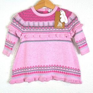 NWT ANGEL DEAR Chunky Nordic Sweater Tunic Dress - 3/6 Months